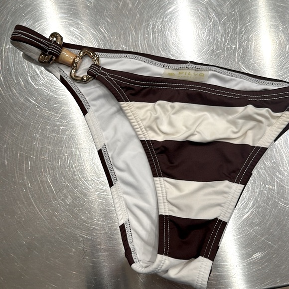 Brown and white striped bikini size small. - Picture 6 of 6